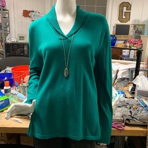 Emerald Green Shawl Neck Sweater/XL